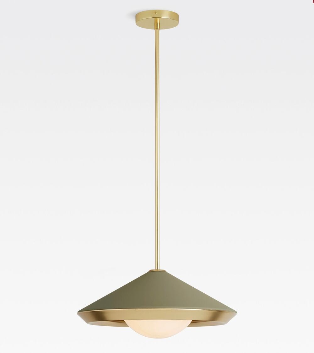 Rejuvenation Andra 18" Width Aged Brass in Matte Moss Ceiling Pendant Light 39"